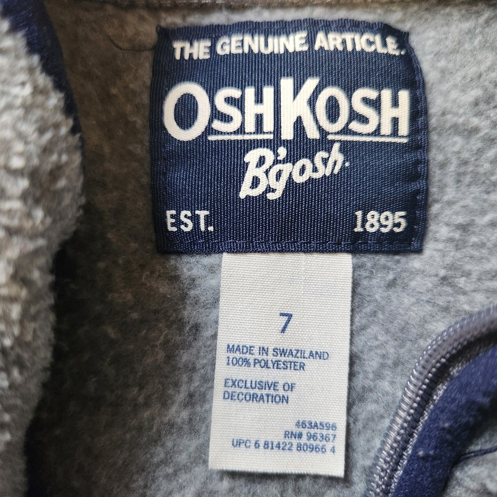 OshKosh B'gosh Sweatshirt‎ Boy's Size 7Gray Fleece Quarter Zip Pullover Casual - Picture 12 of 16